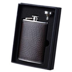 Visol Russell Rustic Brown Leather Flask and Funnel Gif