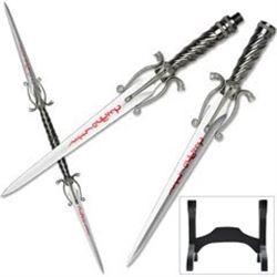 39" COBRA STYLE SHORTS SWORDS W/DISPLAY STAND