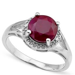 GENUINE 2.39 CTW RUBY AND 0.01 CTW DIAMOND PLATINUM PLA