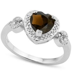 GENUINE 1.04 CTW SMOKEY TOPAZ AND 0.01 CTW DIAMOND PLAT
