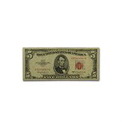 1953 thru 1953-C $5.00 U.S. Note Red Seal VG/VF