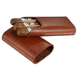 Visol Cuero Genuine Tan Leather 3-Finger Cigar Case