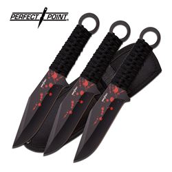 7.5  PERFECT POINT RED AND BLACK THROWING KNIFE SET