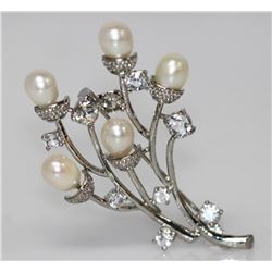 WHITE PEARL CZ BROOCH AUTHENTIC PHILIPPINE PEARL .925 S