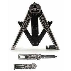 MASONIC COMPASS STYLE POCKET KNIFE