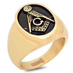 Men's 18 kt gold plated masonic ring