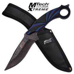 10.25" BLUE AND BLACK HANDLE FULL TANG FIXED BLADE KNIF