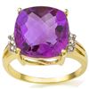 Image 1 : GENUINE 5.81 CTW AMETHYST AND 0.05 CTW DIAMOND SOLID 10