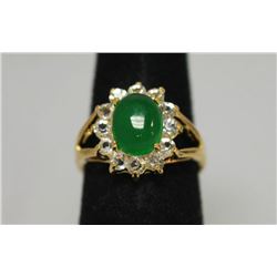 14K GOLD PLATED SYNTETIC JADE RING