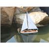 Image 1 : Hand Made It Floats 12" - Blue Floating Sailboat