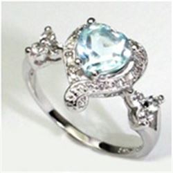 GENUINE 1.25 CTW BLUE TOPAZ AND 0.01 CTW DIAMOND PLATIN