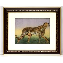 HAND MADE GEM STONE PANTING OF A CHEETAH