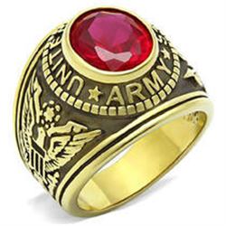 US Army Ring with ruby crystal