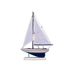 Hand Made Pacific Sailer Blue 17" - White Sails