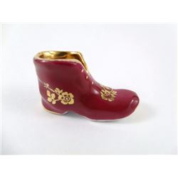 Vintage Limoges Miniature Shoe, Red and Gold, France, R