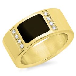 Ring with jet black stone 18 Karat Gold PLATED