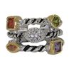 Image 1 : Triple Row Cz Cable Ring Austrian Crystal Dark Multi