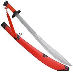 37" RED BROAD SWORD W/RED SCABBARD