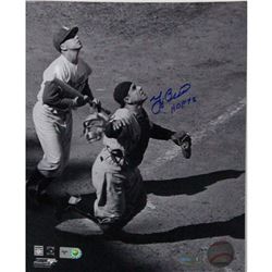 YOGI BERRA AUTOGRAPHED "HOF 1972" MASK FLIP 8X10 PHOTO