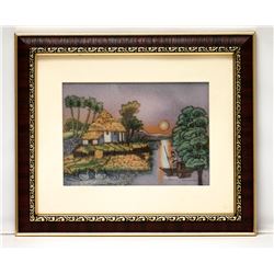 HAND MADE GEM STONE PANTING ORPHIC ISLAND HOUSE
