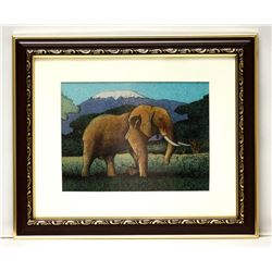HAND MADE GEM STONE PANTING OF A ELEPHANT