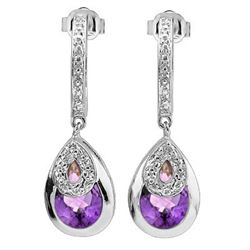 GENUINE 2.60 CTW AMETHYST AND 0.01 CTW DIAMOND PLATINUM
