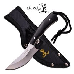 ELK RIDGE 7.6" BLACK WOOD HANDLE FULL TANG FIXED BLADE