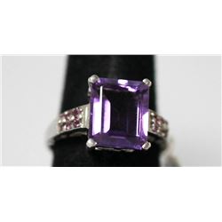 .925 STERLING SILVER 8.80 AMETHYST RING W/PINK TOURMALI
