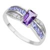 Image 1 : GENUINE 1.18 CTW AMETHYST AND TANZANITE PLATINUM PLATED