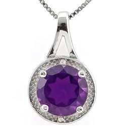 GENUINE 2.30 CTW AMETHYST AND 0.01 CTW DIAMOND PLATINUM