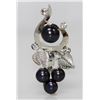 Image 1 : BLACK PHILIPPINE PEARL CZ BROOCH .925 STERLING SILVER