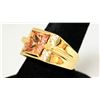 Image 1 : 14K GOLD PLATED RING W/ ORNGE & CLEAR CZ