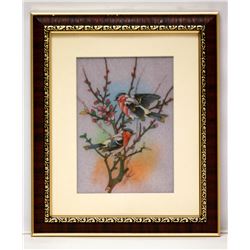 HAND MADE GEM STONE PANTING ( BIRDS IN THE TREE TOPS )