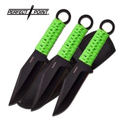 7.5" GREEN AND BLACK 3 PIECE THROWING KNIFE SET