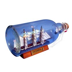 Hand Made USS Constitution Ship in a Bottle 11"