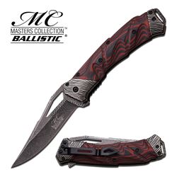 5" CLOSED RED AND BLACK M.C S/A KNIFE