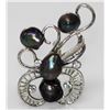 Image 1 : BLACK PEARL CZ BROOCH AUTHENTIC PHILIPPINE PEARL .925 S