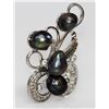 Image 2 : BLACK PEARL CZ BROOCH AUTHENTIC PHILIPPINE PEARL .925 S