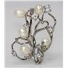 Image 1 : WHITE PEARL CZ BROOCH .925 STERLING SILVER