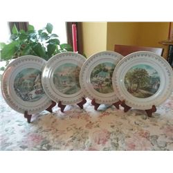 1980 set of 4 Currier & Ives decorative plates. Winter,