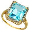 Image 1 : GENUINE 7.70 CTW BLUE TOPAZ AND 0.19 CTW DIAMOND SOLID