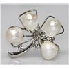 Image 1 : SINGLE FLOWER STYLE PEACH PEARL CZ BROOCH .925 STERLING