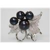 Image 1 : BLACK PEARL CZ BROOCH .925 STERLING SILVER