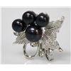 Image 2 : BLACK PEARL CZ BROOCH .925 STERLING SILVER