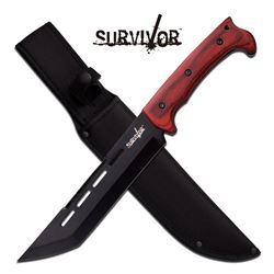 SURVIVOR 14" PAKKAWOOD HANDLE FIXED BLADE KNIFE