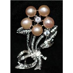 CLASSIC PEACH PEARL CZ BROOCH