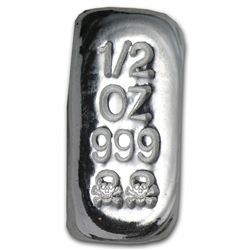 1/2 oz Silver Bar - Skull & Bones (Atlantis Mint)