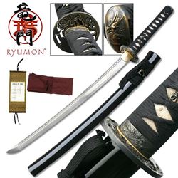 HAND FORGED RYUMON SAMURAI SWORD W/ FOLDED A1S 1060 CAR