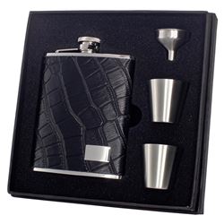 Visol GatorBlack Leather and Stainless Steel 6oz Deluxe