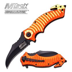 MTECH 8.25" ORANGE AND YELLOW S/A RESCUE KNIFE